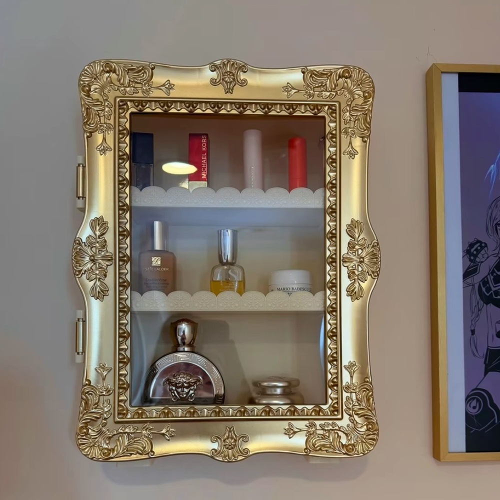 Perfume Collection display shelf  Ornate Gold plastic Frame Bridgerton inspired
